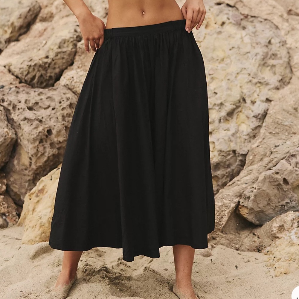 Free People Lowen Midi Skirt - Black (NWOT)